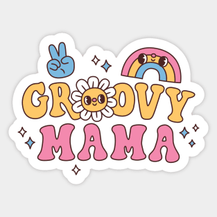 Groovy Mama Hippie Flower And Rainbow Sticker